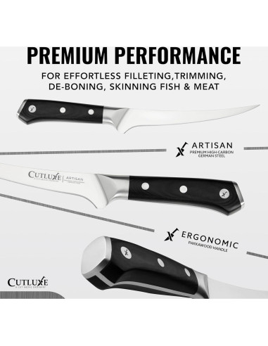 Cuchillo de Deshuesar Cutluxe 15 cm Acero Alemán Mango Pakkawood