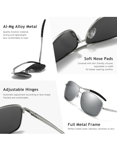 Gafas de sol polarizadas SUNGAIT para hombres, marco metal