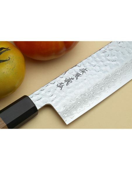 Cuchillo Vegetal Nakiri Yoshihiro VG10 Damasco 165mm Mango Ambrosía