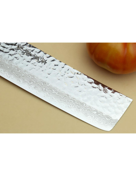 Cuchillo Vegetal Nakiri Yoshihiro VG10 Damasco 165mm Mango Ambrosía