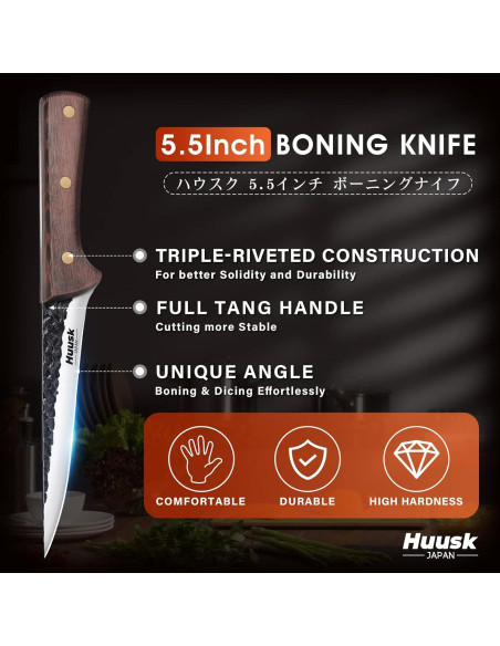 Cuchillo de Deshuesar Huusk 14 cm Acero Alto Carbono con Funda