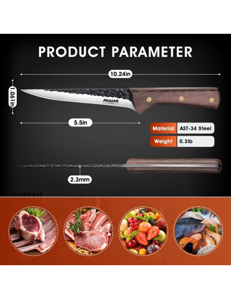 Cuchillo de Deshuesar Huusk 14 cm Acero Alto Carbono con Funda