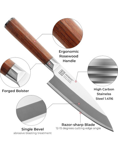Cuchillo Deba KEEMAKE 16.5 cm Acero Inoxidable Alto Carbono