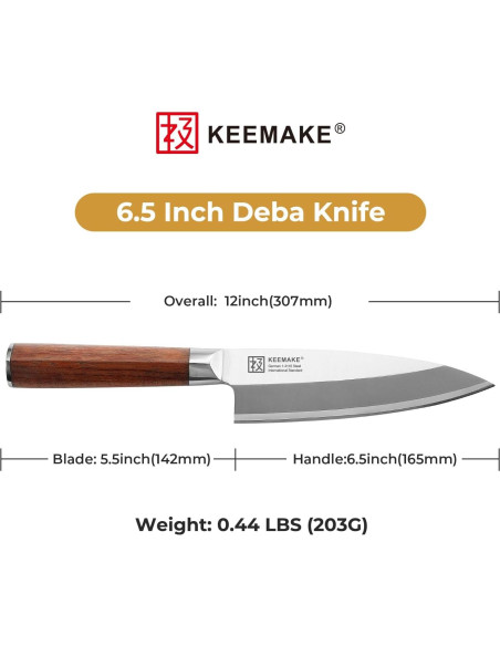 Cuchillo Deba KEEMAKE 16.5 cm Acero Inoxidable Alto Carbono