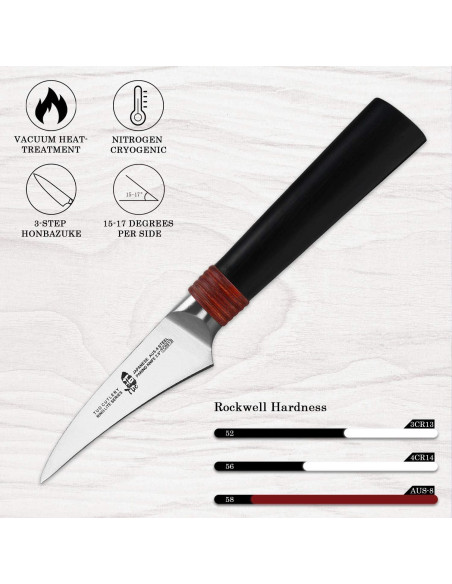 Cuchillo de Pelar TUO Ring Lite 6.35 cm Acero AUS-8 Pakkawood