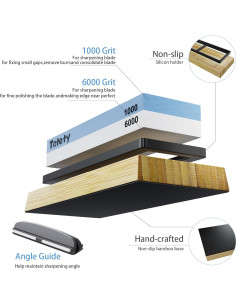 Piedra de Afilar Totety 1000/6000 con Afilador de Cuchillos 2