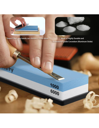 Piedra de Afilar Totety 1000/6000 con Afilador de Cuchillos