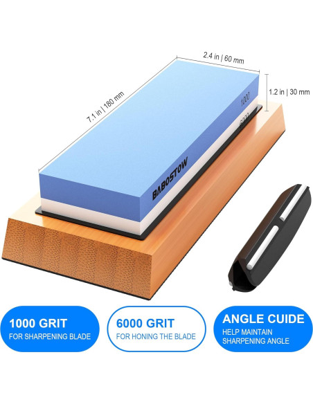 Piedra de Afilado Doble Grano 1000/6000 BABOSTOW con Base
