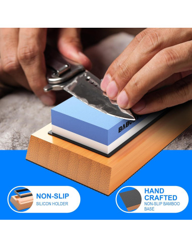 Piedra de Afilado Doble Grano 1000/6000 BABOSTOW con Base