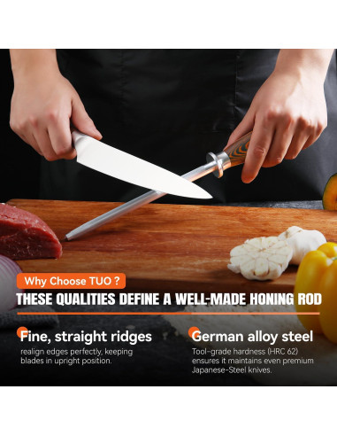 Varilla de Afilado TUO 20.32 cm Acero Alto Carbono Mango Ergonómico