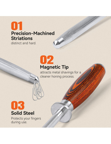Varilla de Afilado TUO 20.32 cm Acero Alto Carbono Mango Ergonómico