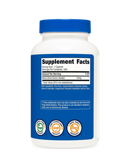 Cápsulas de Boro Nutricost 10mg - 240 Vegetarianas Sin Gluten