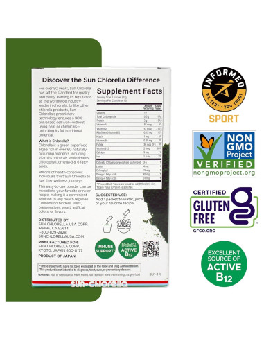 Polvo de Chlorella Sun Superfood 30g - Vegano y Sin Gluten