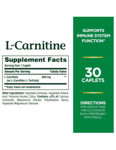 L-Carnitina Nature's Bounty 500 mg 30 Tabletas Suplemento 2