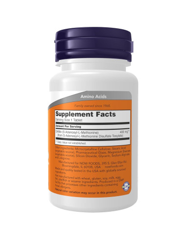 Suplemento SAMe 400 mg NOW Foods - 30 Tabletas Salud Articular