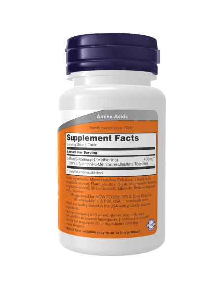 Suplemento SAMe 400 mg NOW Foods - 30 Tabletas Salud Articular