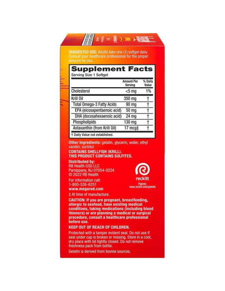 Suplemento Omega 3 MegaRed 350mg 120 Cápsulas Blandas
