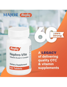 Tabletas Nephro-Vite Rugby - Complejo Vitaminas B y C - 100 Unidades 2