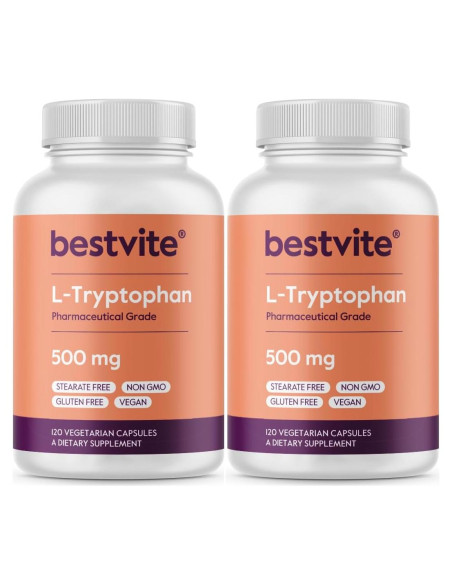 Suplemento L-Triptófano 500mg Bestvite - 240 Cápsulas Veganas