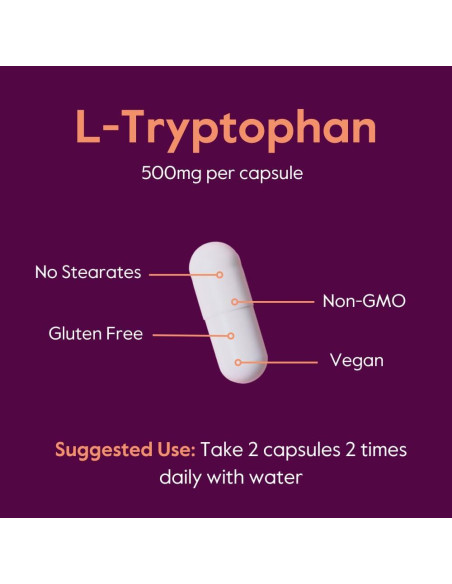Suplemento L-Triptófano 500mg Bestvite - 240 Cápsulas Veganas
