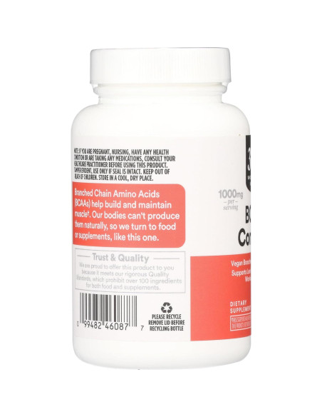 Suplemento BCAA Whole Foods Market 60 Cápsulas Veganas