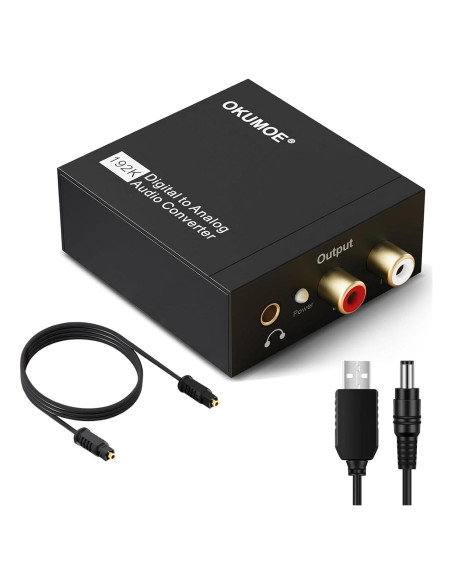 Convertidor de Audio Digital a Analógico OKUMOE 192KHz RCA 3.5mm