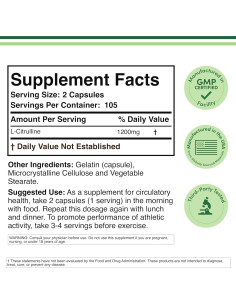 Cápsulas de L-Citrulina 1200mg Double Wood 210 unidades 2
