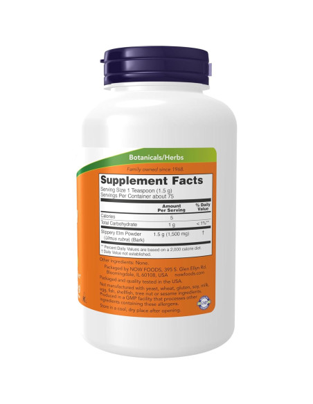 NOW Foods Polvo de Olmo Resbaladizo 113.4g Suplemento Herbal