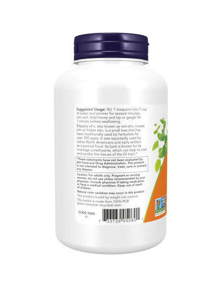 NOW Foods Polvo de Olmo Resbaladizo 113.4g Suplemento Herbal