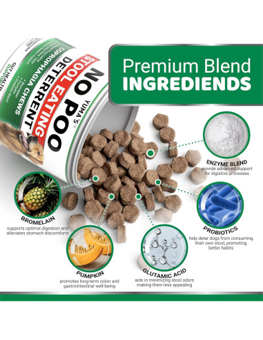 YUMA'S No Poo Chews 170 Premios para Perros - Suplemento Digestivo