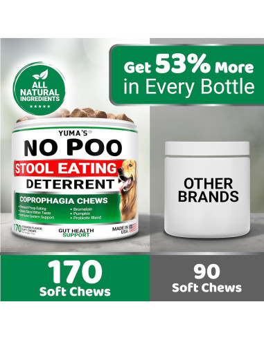 YUMA'S No Poo Chews 170 Premios para Perros - Suplemento Digestivo