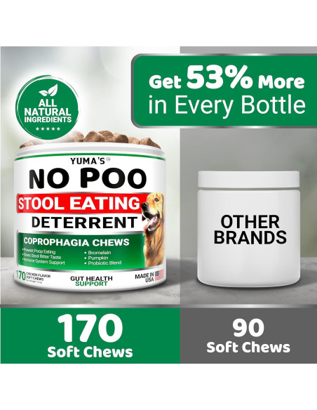 YUMA'S No Poo Chews 170 Premios para Perros - Suplemento Digestivo