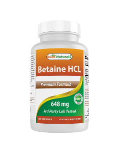Betaína HCL 648 mg Mejores Naturales 250 Cápsulas