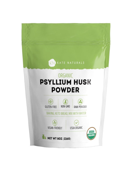 Polvo de Cáscara de Psyllium Orgánico Kate Naturals 227g