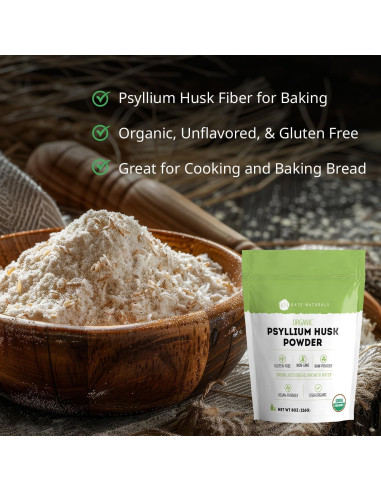 Polvo de Cáscara de Psyllium Orgánico Kate Naturals 227g