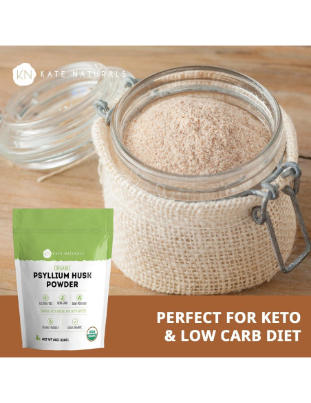 Polvo de Cáscara de Psyllium Orgánico Kate Naturals 227g