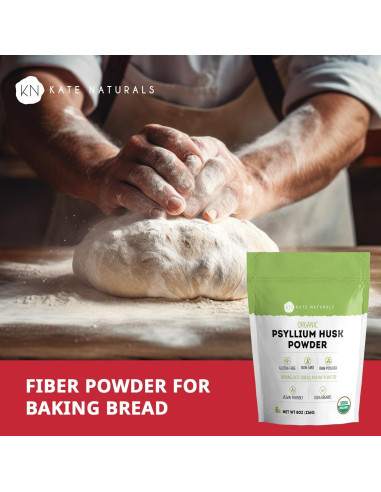 Polvo de Cáscara de Psyllium Orgánico Kate Naturals 227g