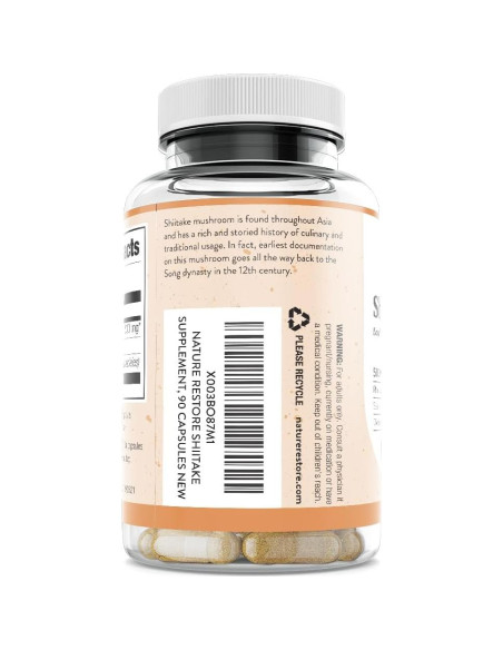 Suplemento Shiitake Nature Restore 90 Cápsulas 500mg 30% Polisacáridos