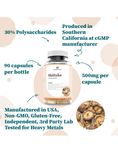 Suplemento Shiitake Nature Restore 90 Cápsulas 500mg 30% Polisacáridos