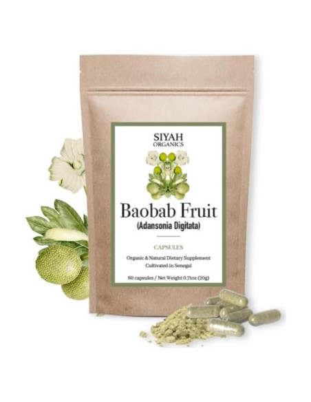 Cápsulas de Fruta de Baobab Siyah Organics 60 Unidades
