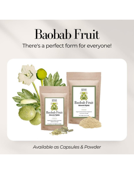Cápsulas de Fruta de Baobab Siyah Organics 60 Unidades