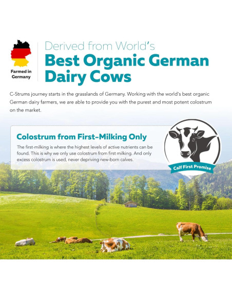 C-Strum Polvo de Calostro Bovino Orgánico 60% IgG 90g