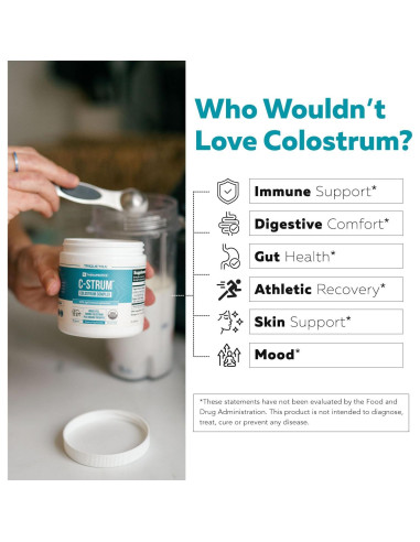 C-Strum Polvo de Calostro Bovino Orgánico 60% IgG 90g