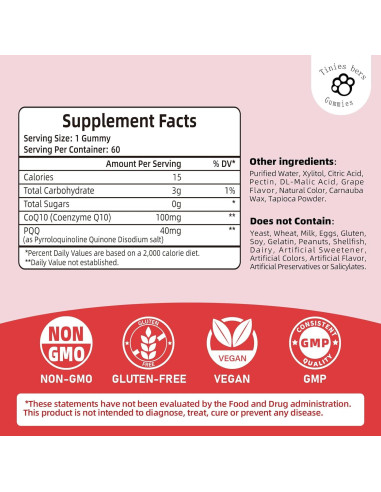 Gominolas PQQ 40mg y CoQ10 100mg Tinies bers 60 Unidades