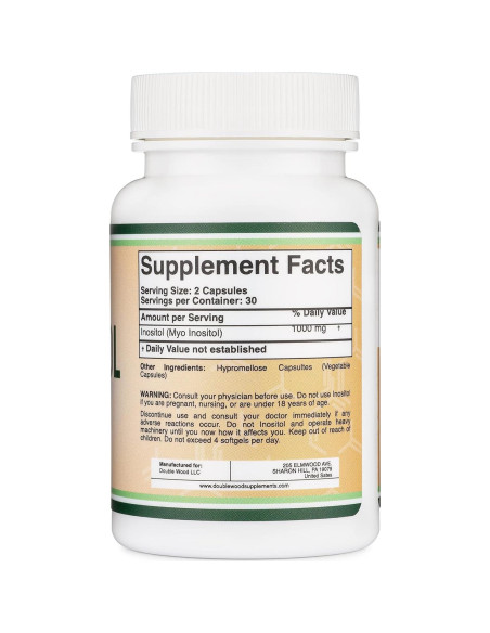 Cápsulas de Inositol 1000mg Double Wood - Salud Mujeres 60 Unidades