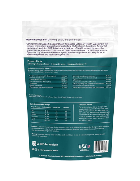 Suplemento Inmunológico Dr. Bill para Perros 180g - Calostro, Zinc