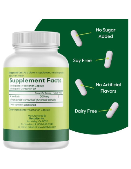 Artemisinina 500mg Bestvite - 60 Cápsulas Vegetarianas Veganas