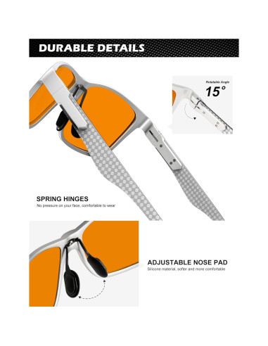 Gafas de Luz Azul ANYLUV Plata Fibra de Carbono Ligeras