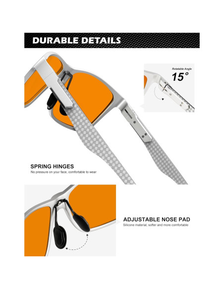 Gafas de Luz Azul ANYLUV Plata Fibra de Carbono Ligeras Gafas de Luz Azul ANYLUV Plata Fibra de Carbono Ligeras