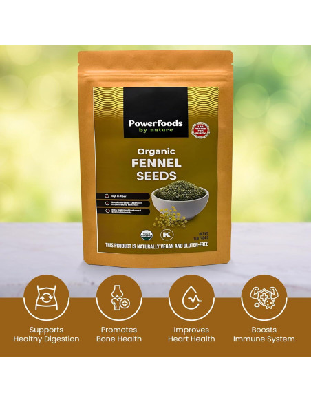 Semillas de Hinojo Orgánicas Powerfoods 0.45 kg - Sin Aditivos